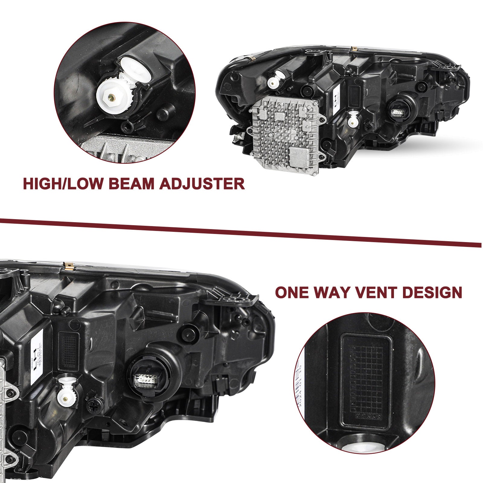 Top-liftsupport Full LED Projector Headlight W/ DRL For 2019-2023 Jeep Cherokee (Right Side)