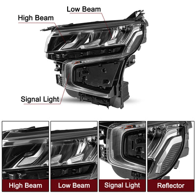 For 2021-2023 Chevy Tahoe/Suburban LED Headlights W/o DRL