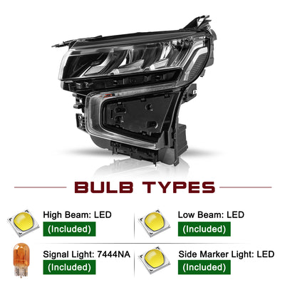 For 2021-2023 Chevy Tahoe/Suburban LED Headlights W/o DRL