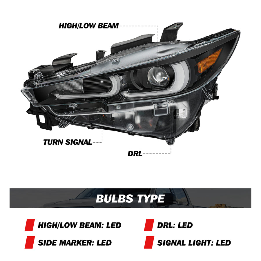 For 2022-2024 Mazda CX-5 w/ AFS Full LED Projector Headlights