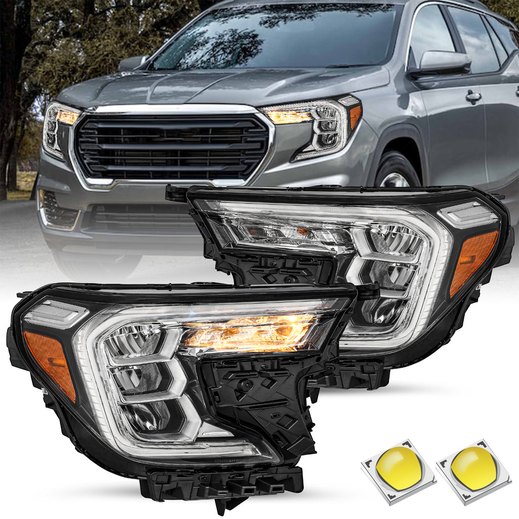 Pair Chrome Projector Headlights For GMC Terrain 2010-2015 – With Bulbs
