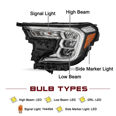 For 2022-2024 GMC Terrain SLE/SLT LED Reflector Headlights