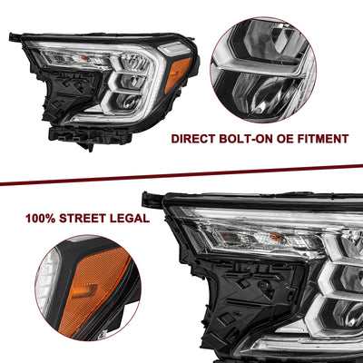 For 2022-2024 GMC Terrain SLE/SLT LED Reflector Headlights