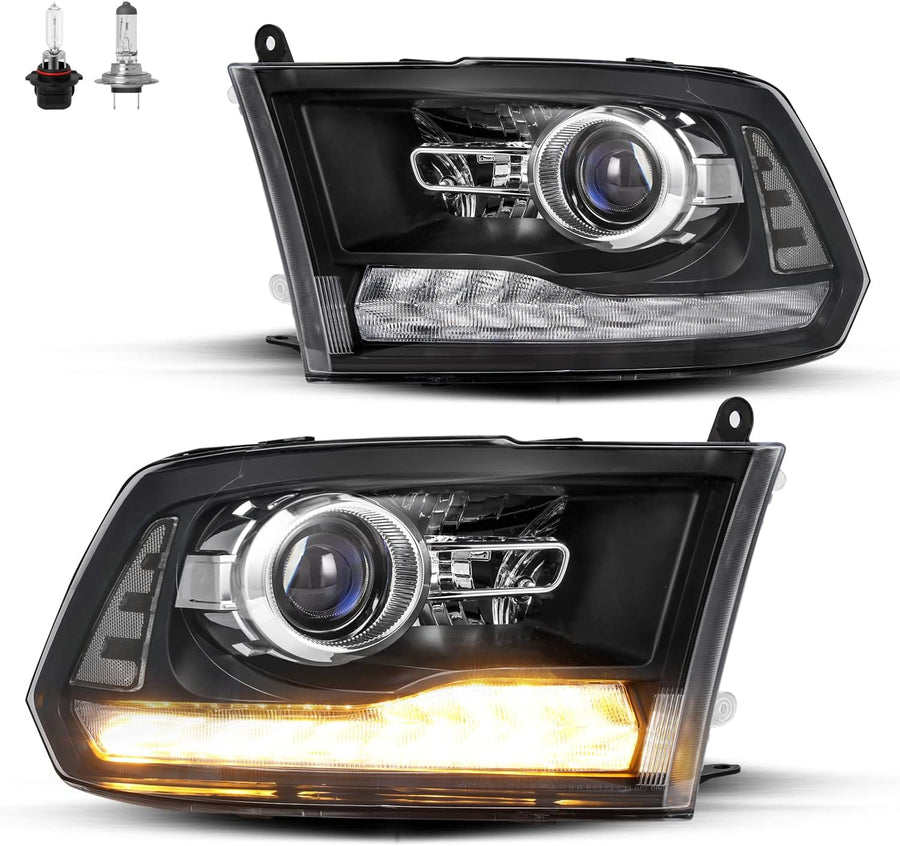 For 2009-2018 Dodge Ram 1500 2500 3500 LED DRL Projector Headlights