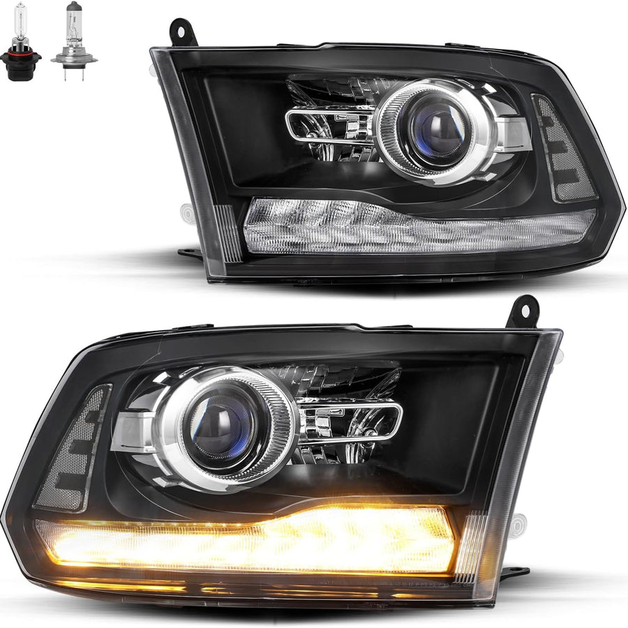 For 2009-2018 Dodge Ram 1500 2500 3500 LED DRL Projector Headlights