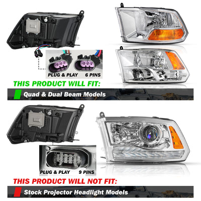 For 2009-2018 Dodge Ram 1500 2500 3500 Full LED Projector Performance Headlights [for dual or quad beam style]