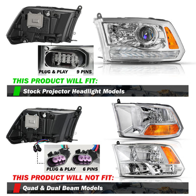 For 2013-2018 Dodge Ram 1500 2500 3500 Full LED Performance Projector Headlights [for factory projector type]