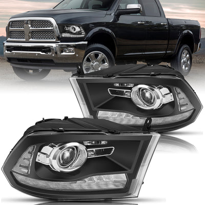 For 2009-2018 Dodge Ram 1500 2500 3500 LED DRL Projector Headlights