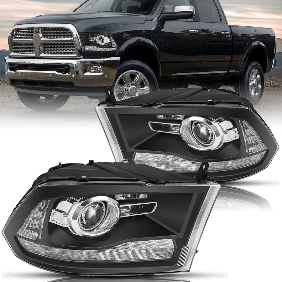 For 2009-2018 Dodge Ram 1500 2500 3500 LED DRL Projector Headlights