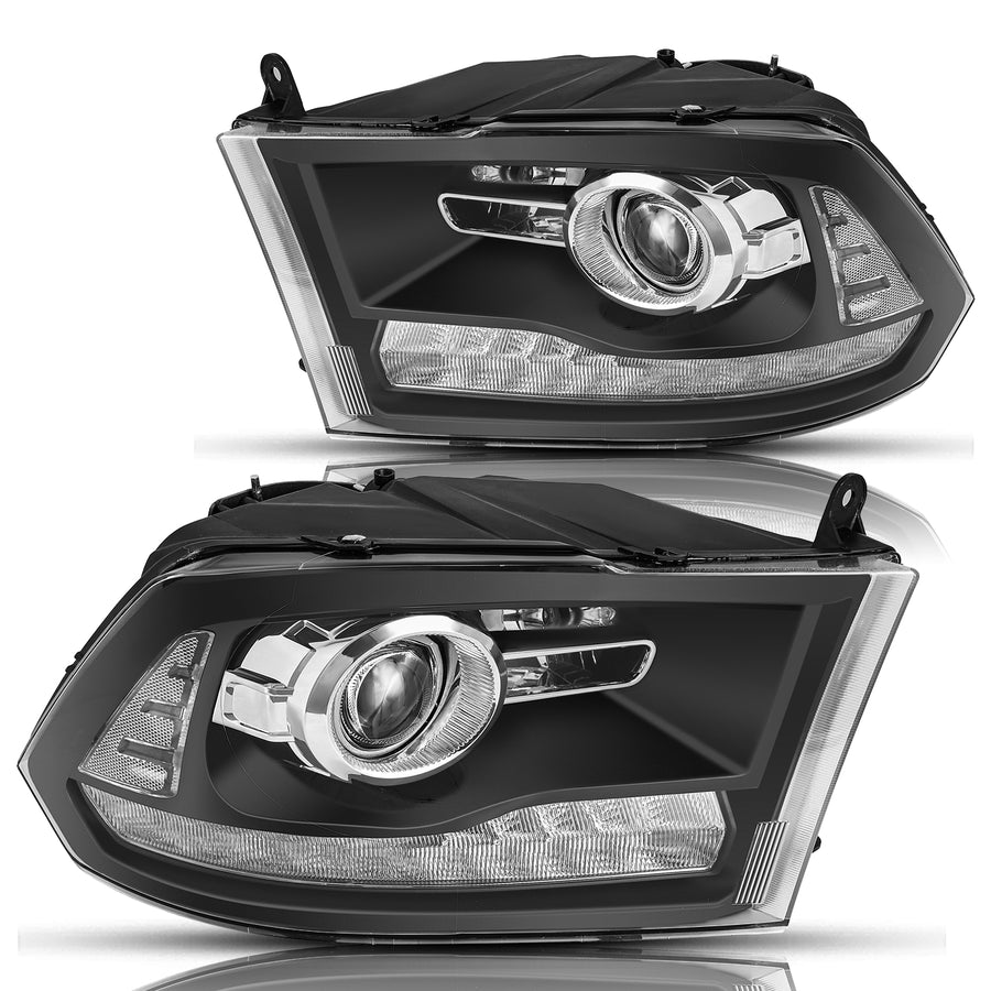 For 2009-2018 Dodge Ram 1500 2500 3500 LED DRL Projector Headlights