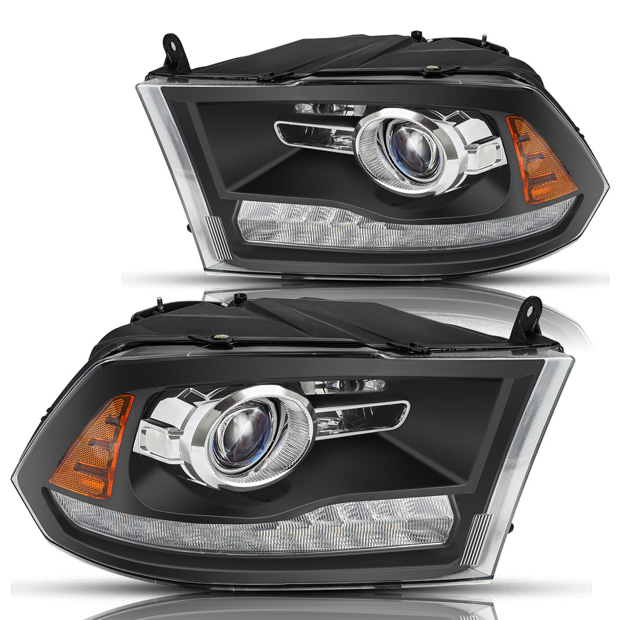For 2009-2018 Dodge Ram 1500 2500 3500 LED DRL Projector Headlights