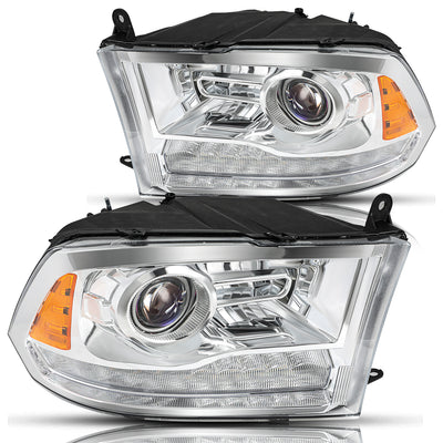For 2009-2018 Dodge Ram 1500 2500 3500 LED DRL Projector Headlights