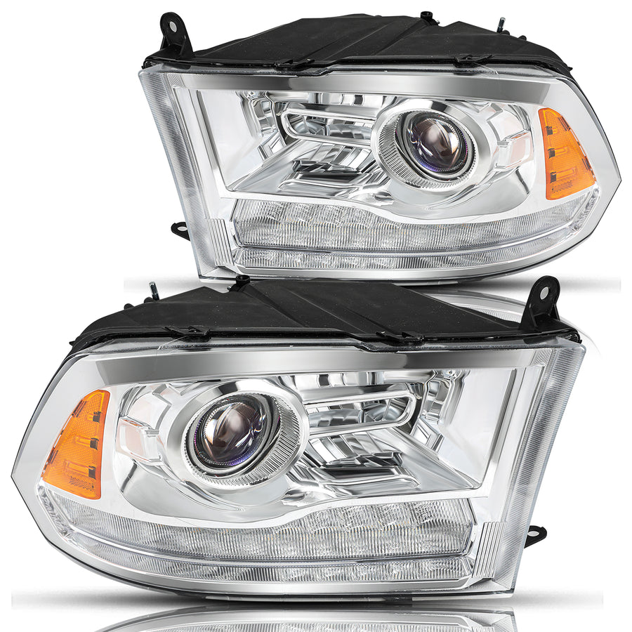 For 2009-2018 Dodge Ram 1500 2500 3500 LED DRL Projector Headlights