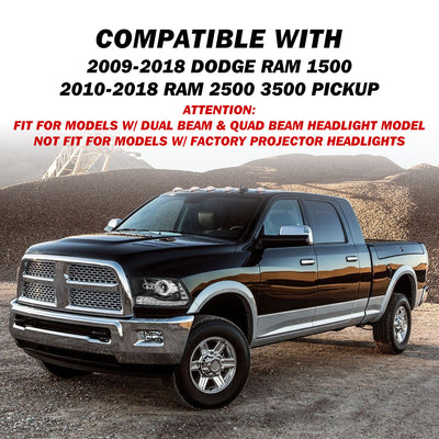 For 2009-2018 Dodge Ram 1500 2500 3500 LED DRL Projector Headlights