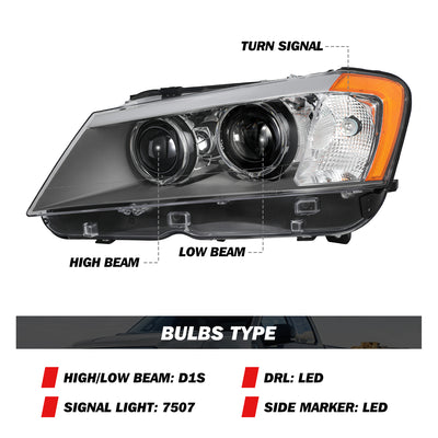 For 2011-2014 BMW X3 HID/Xenon W/O AFS Headlights