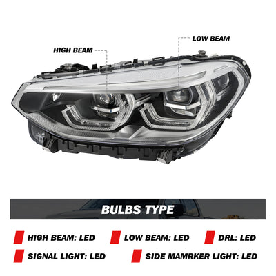 For 2018-2021 BMW X3/ 2019-2021 BMW X4 Full LED W/AFS Headlights