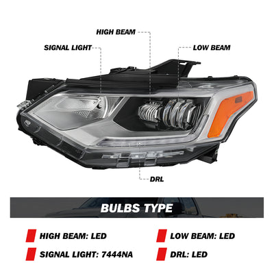 For 2018-2021 Chevy Traverse LED w/DRL Headlights