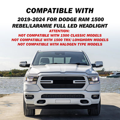 For 2019-2024 for Dodge RAM 1500 Rebel/Laramie Full LED Headlights