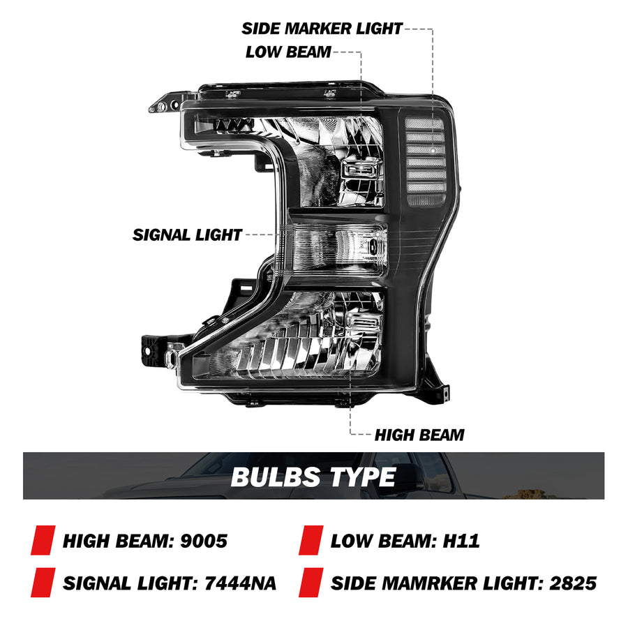For 2020-2022 Ford F250 F350 SuperDuty Halogen Headlights