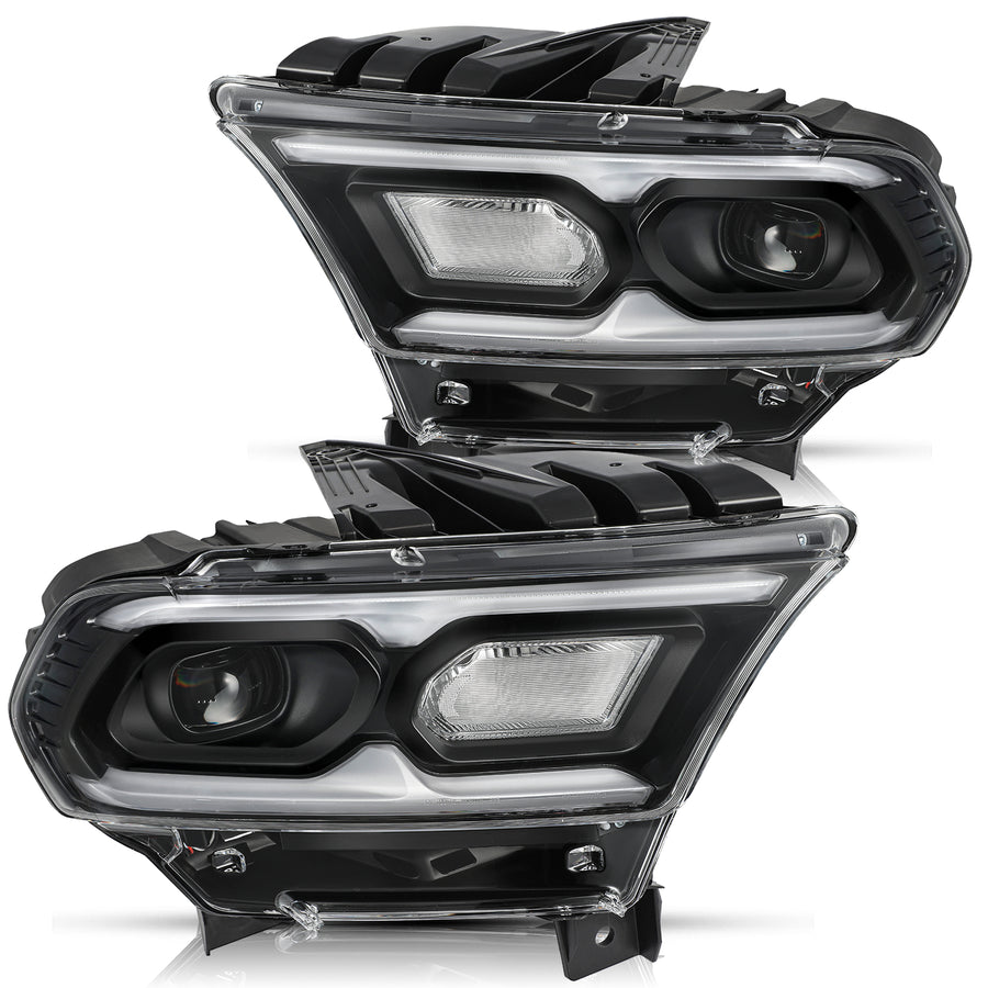 For 2021-2024 Dodge Durango Black Bezel LED Projector w/Halogen Turn Signal Headlights