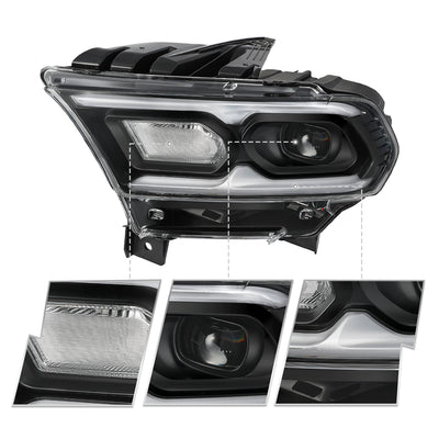 For 2021-2024 Dodge Durango Black Bezel LED Projector w/Halogen Turn Signal Headlights