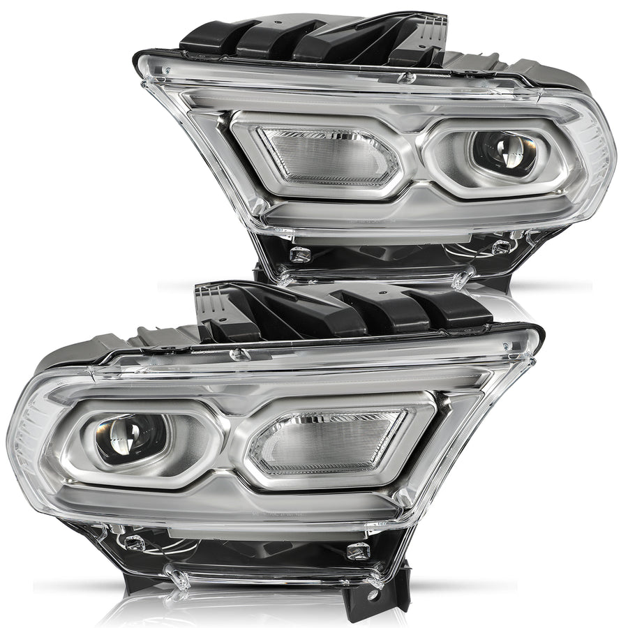For 2021-2024 Dodge Durango Chrome Bezel LED Projector w/Halogen Turn Signal Headlights
