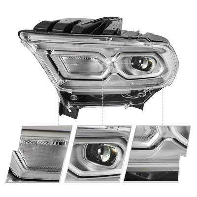 For 2021-2024 Dodge Durango Chrome Bezel LED Projector w/Halogen Turn Signal Headlights