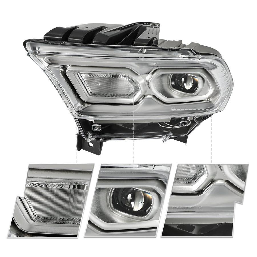 For 2021-2024 Dodge Durango Chrome Bezel LED Projector w/Halogen Turn Signal Headlights