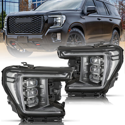 For 2021-2024 GMC Yukon/Yukon XL [SLE,SLT,Denali,AT4] Full LED Headlights