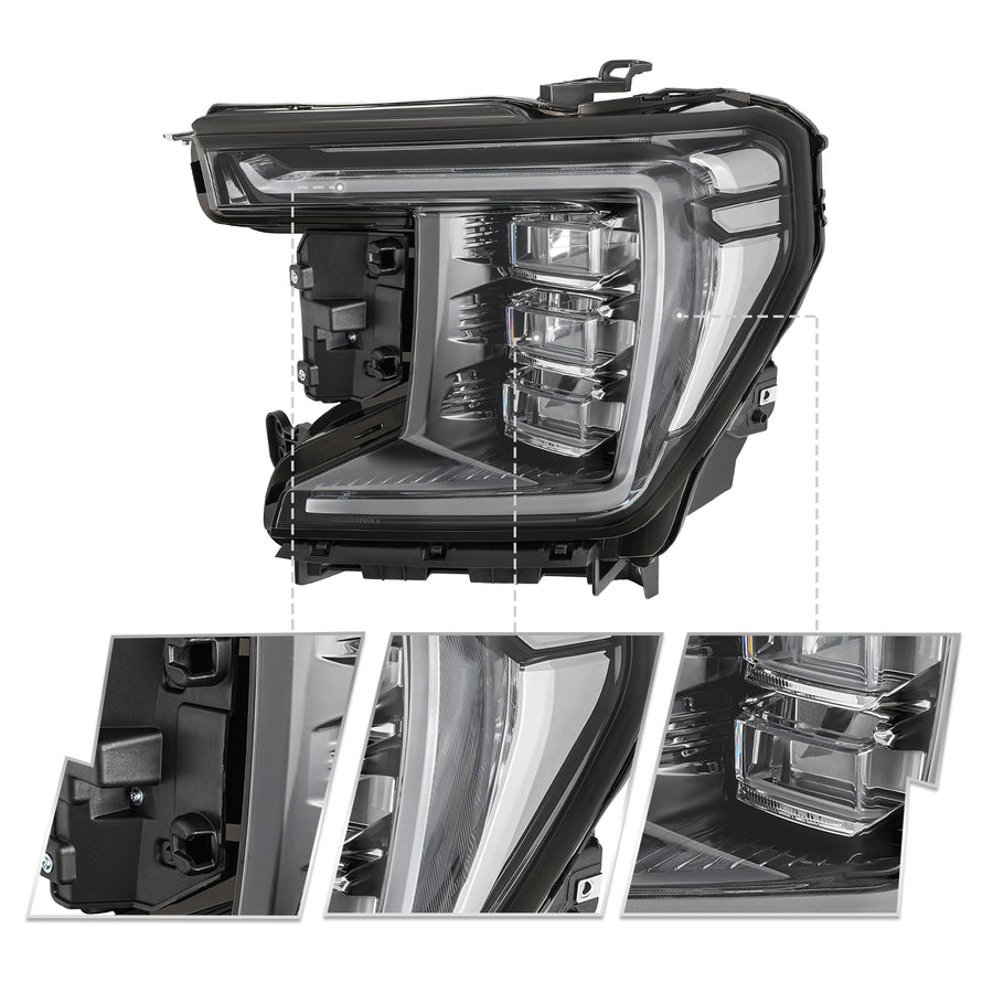 For 2021-2024 GMC Yukon/Yukon XL [SLE,SLT,Denali,AT4] Full LED Headlights