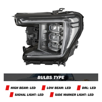 For 2021-2024 GMC Yukon/Yukon XL [SLE,SLT,Denali,AT4] Full LED Headlights
