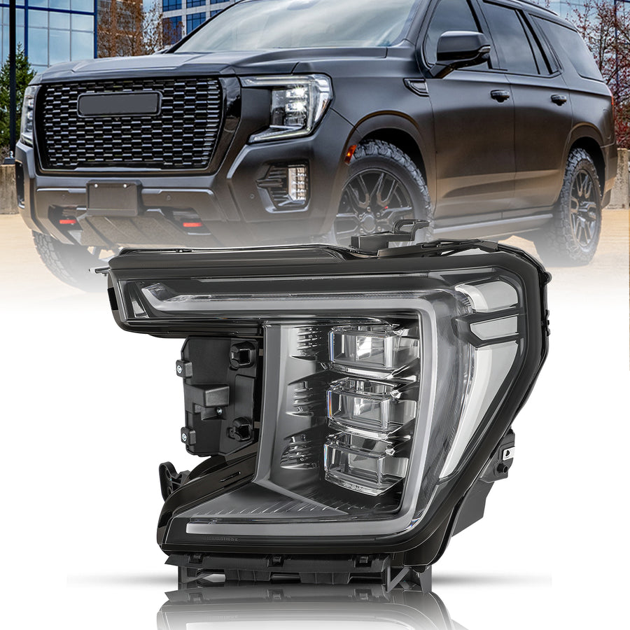 For 2021-2024 GMC Yukon/Yukon XL [SLE,SLT,Denali,AT4] Full LED Headlights