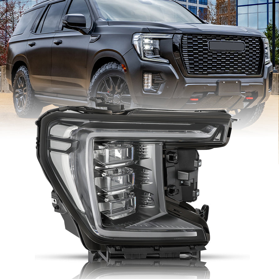 For 2021-2024 GMC Yukon/Yukon XL [SLE,SLT,Denali,AT4] Full LED Headlights