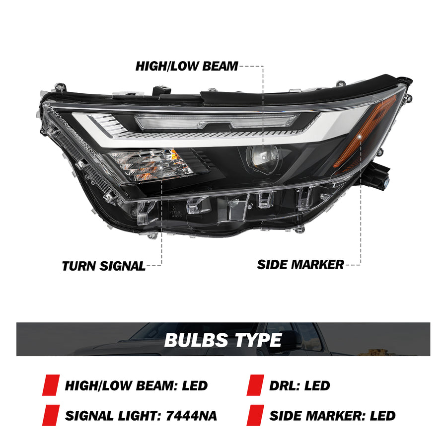 For 2022-2024 Toyota RAV4 SE XLE XSE Limited [LED Hi-Lo Beam] LED Headlights