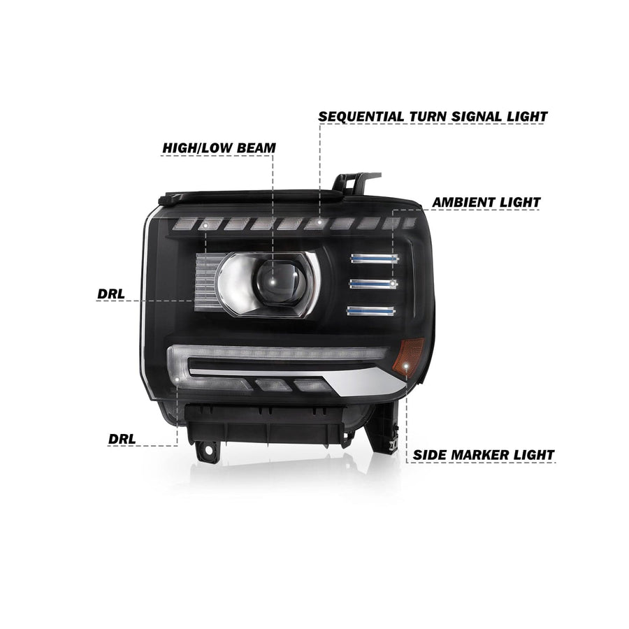 For 2014-2019 GMC Sierra Full LED Performance Headlights