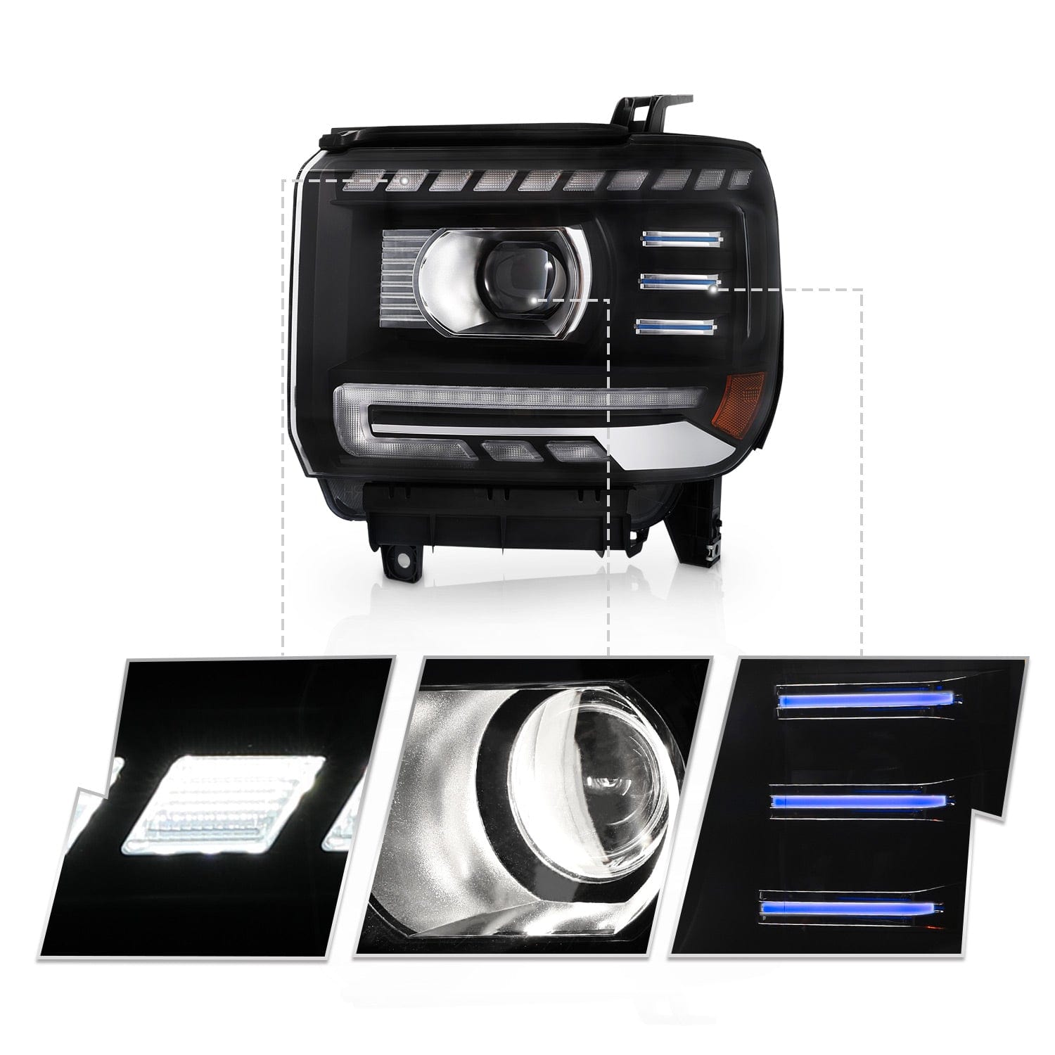 2014-2019 GMC Sierra Full LED Performance Headlights – LESEM